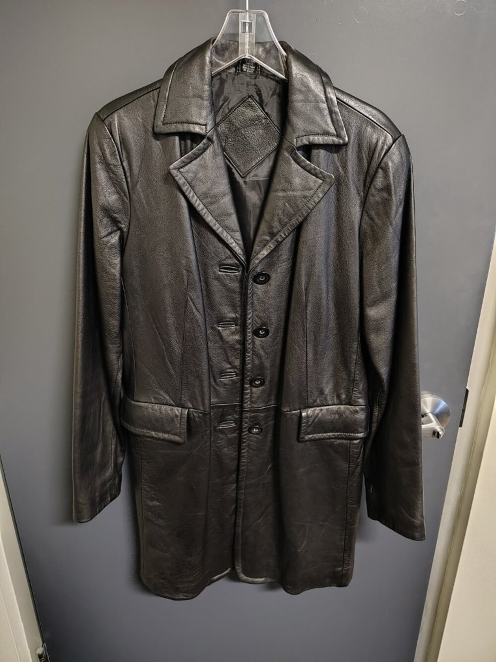 Jacqueline Ferrar Black Genuine Leather Car Coat Blazer Women’s M Vintage